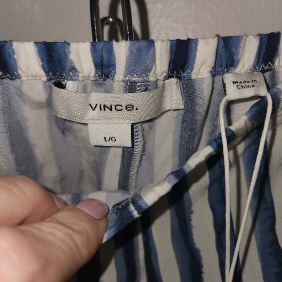 Vince High Waist Blue and White Striped Shorts